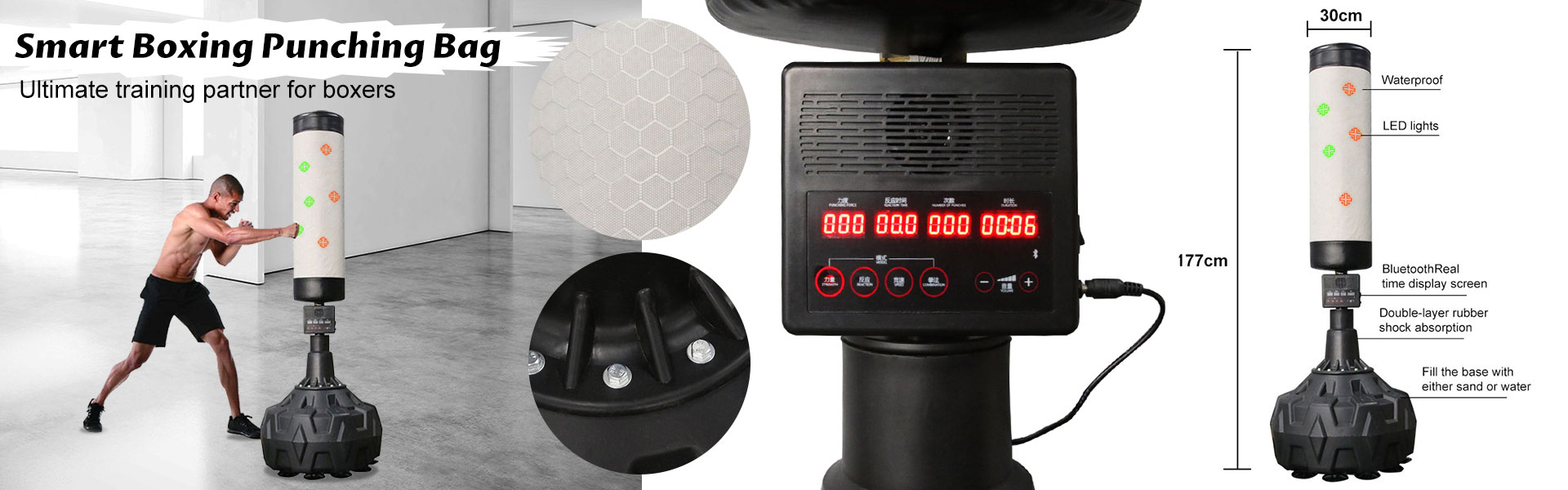 ProCircle Smart Boxing Punching Bag - the ultimate training partner for boxers of all levels! With its advanced technology, this punching bag is designed to enhance your training experience and help you reach your full potential. Its built-in sensors track your punches and provide real-time feedback on your technique, power, and speed. Whether you're a beginner looking to improve your skills or a seasoned pro looking for a new challenge, ProCircle Smart Boxing Punching Bag is the perfect addition to your training routine. So why wait? Start punching smarter today!