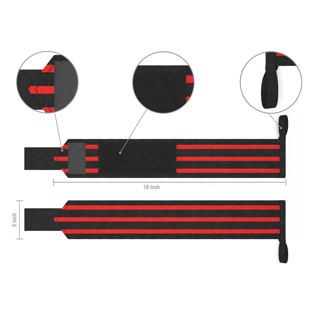 Adjustable Strength Our gym straps are strength adjustable, 22" long wrist support straps are fast to install and offer a variable degree of support depending on how tight you wrap them, allow you to control the level of tension you desire. Lifting wrist wraps adopt self-adhesive design, adjustable, strong adhesion, these wrist straps can be adjusted for a secure and comfortable fit.